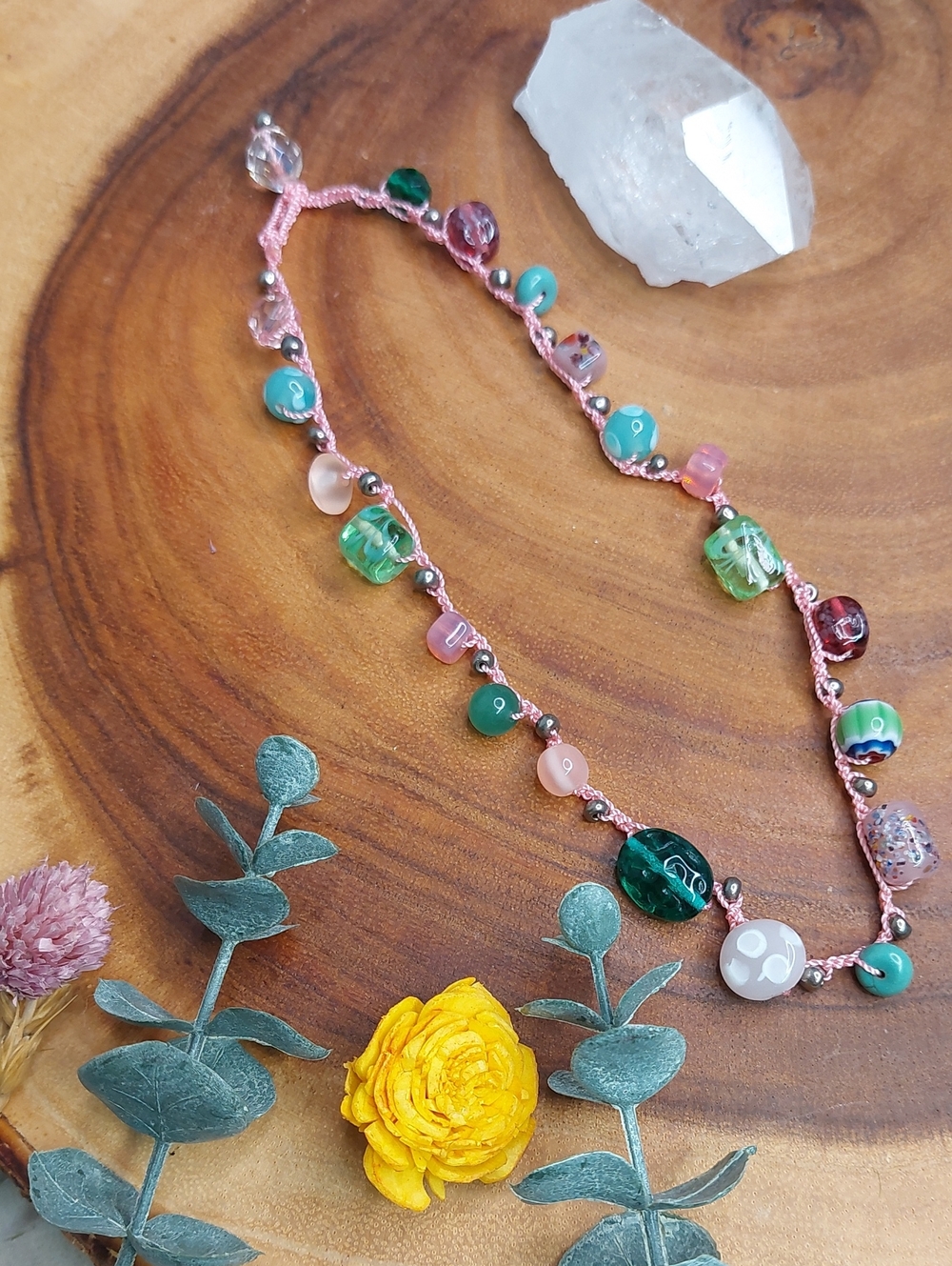Artisan Made Glass Bead Necklace by Rust Belt Raised, Bohemian, Spring